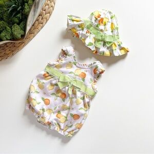 • Gymboree 2012 Lemon Bumblebee Bubble Romper & Sun Hat • 3-6m